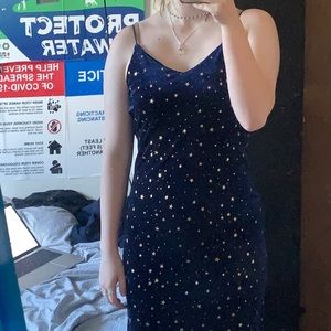 Galaxy print split cami dress from romwe